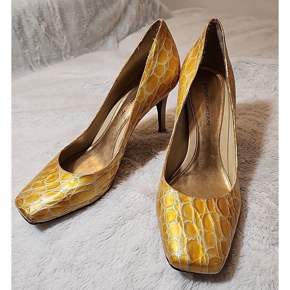 Antonio Melani Shoes Leather Crocodile Print Pumps Heels‎ Stilettos Womens 10 M